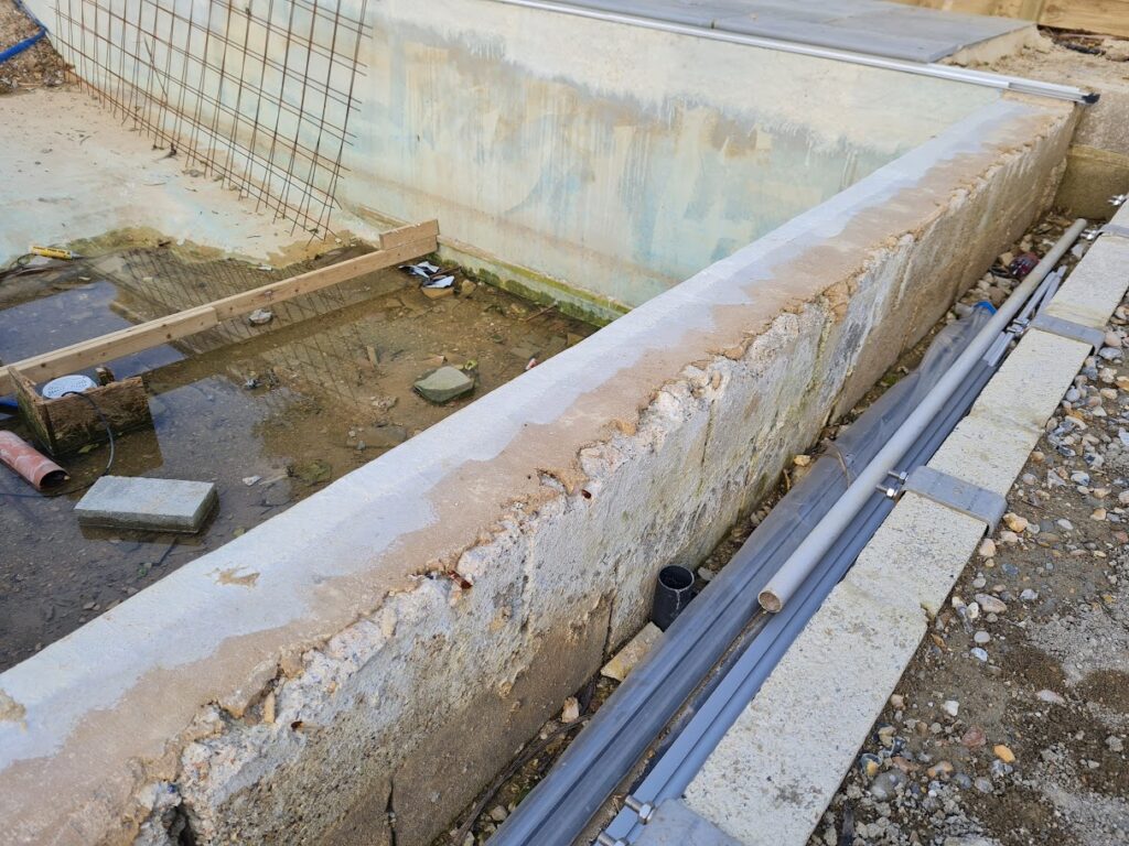 concrete walls for a pool build