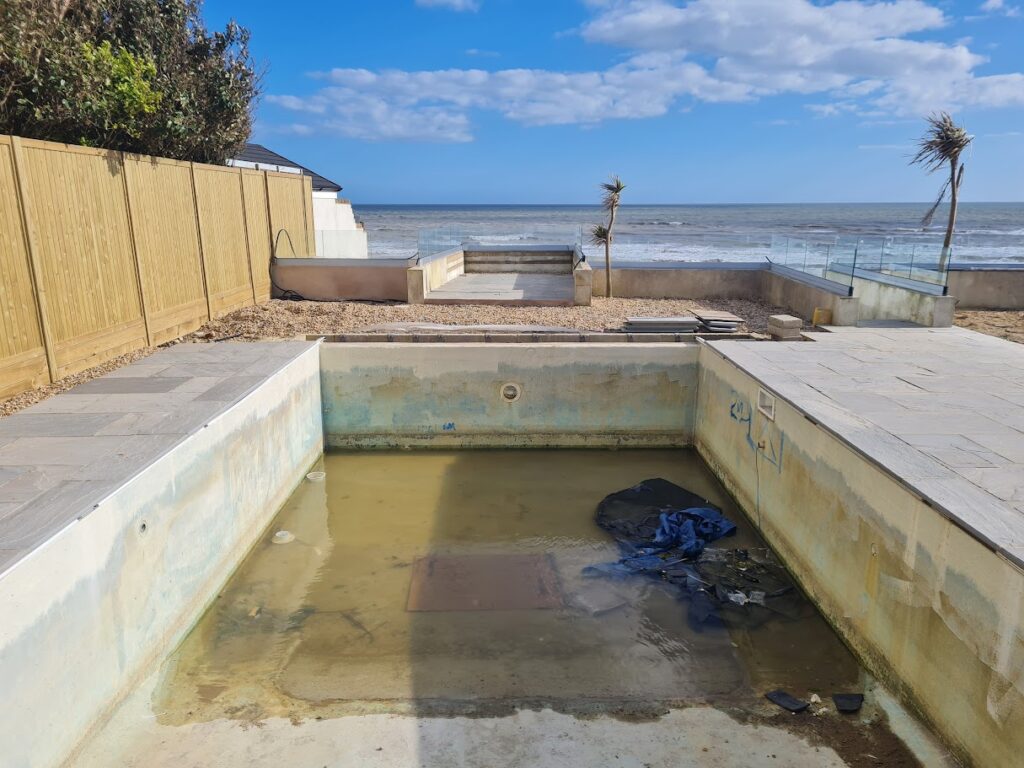 inside of a half built pool