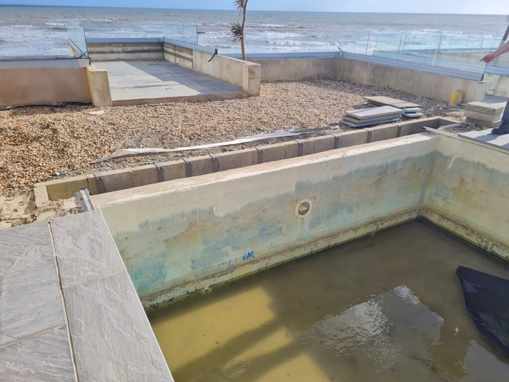 inside of a half built pool